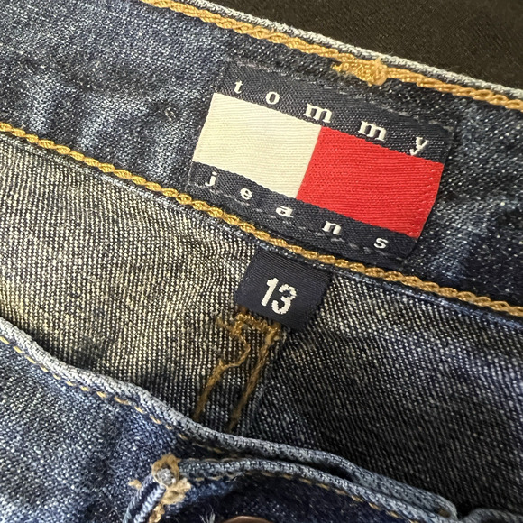 vtg Tommy Hilfiger Tommy Jeans Denim Shorts Women sz 13 Blue Dark Wash 90s Y2K - Picture 7 of 10